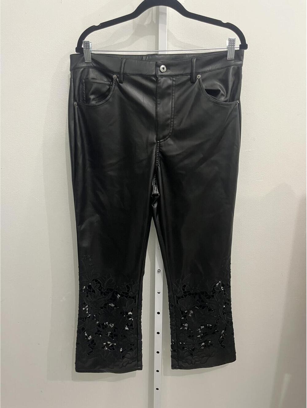 Johnny Was Black Faux Leather Pants